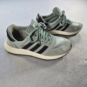 Adidas Iniki Runner Tactile Green Black Boost BY9096 Womens 7.5 Retro 70s Vibe